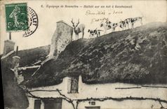 Vintage Postcard Chasse has courre Equipage of Bonnelles Hallali on a roof has Gambaiseuil Chien Dogs