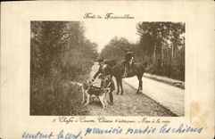 Vintage Postcard Chasse has courre Foret of Fontainebleau Chiens of Mise attack has the way Chien Dogs