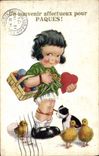 Vintage Postcard Fantasy Illustrator Child Easter Chicks