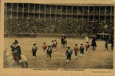 Vintage Postcard Corrida Bullfight the procession of Square (chart toilee)