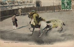 CPA Corrida Course de taureaux Chute du picador 