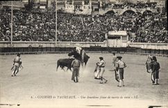 Vintage Postcard Corrida Bullfight a second phase of suerte of will vara