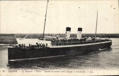 Vintage Postcard Boat Dieppe Steamer the Paris steamer making the service between Dieppe and Newhaven