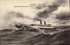 CPA Bateau Paquebot Paul Lecat Messageries Maritimes par grosse mer 