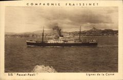 CPA Bateau Paquebot Fraissinet SS PAscal Paoli Lignes de la Corse 
