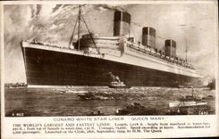 CPA Bateau Paquebot Cunard White Star Liner Queen Mary 