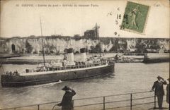 Vintage Postcard Boat Dieppe Steamer Entered of the port Arrived of the Paris Steamer