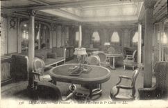 Vintage Postcard Boat Steamer Le Havre La Provence Living room of writing of 1st class