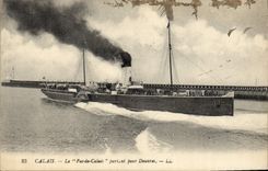Vintage Postcard Boat Calais Steamer Pas-de-Calais leaving for Dover