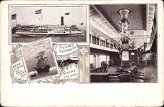 Vintage Postcard Boat Steamer Plymouth Steamer Large Saloon