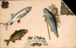 CPA Fantaisie Poisson 1er Avril 