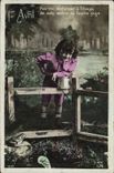 Vintage Postcard Fantaisie Poisson April 1st Enfant Splashes