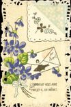 CPA Fantaisie Brodee Poisson 1er Avril Fleurs 