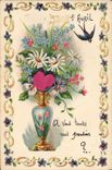 Vintage Postcard Fantasy Poisson April 1st Flowers Swallow