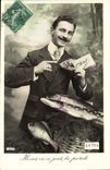 CPA Fantaisie Poisson 1er Avril Homme 