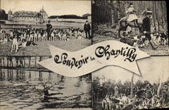 CPA Chasse a courre Chantilly Chiens Chien 