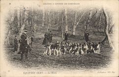Vintage Postcard Chasse has courre Equipage Olry Compiegne the pack