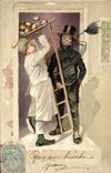 Vintage Postcard Fantasy Children Chimney sweeper Pastrycook