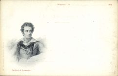 Postal Retrato de Lamartine Albañil Tarjeta 1890