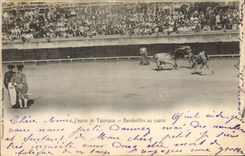 CPA Corrida Course de taureaux Banderilles au cuarto 
