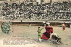 CPA Corrida Course de taureaux Nimes la corrida de Toros Premier terco ou premiere phase de la corrida 