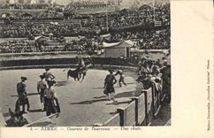 CPA Corrida Course de taureaux Nimes une chute 
