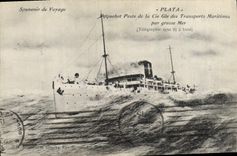 CPA Bateau Paquebot Poste de la Cie Gle des Transports Maritimes Plata 