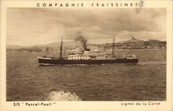 CPA Bateau Paquebot Fraissinet SS Pascal Paoli Lignes de la Corse 