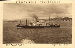 CPA Bateau Paquebot Fraissinet SS Pascal Paoli Lignes de la Corse 