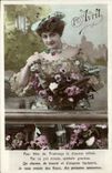 CPA Fantaisie Paques Poisson Femme 