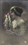 CPA Fantaisie Paques Poisson Femme 