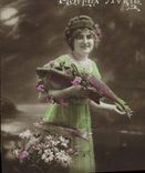 CPA Fantaisie Paques Poisson Femme 