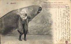 CPA Fantaisie Paques Poisson Enfant Histoire d'un petit garcon 