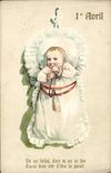 CPA Fantaisie Paques Poisson Enfant Bebe 