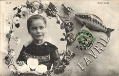 CPA Fantaisie Paques Poisson Femme 