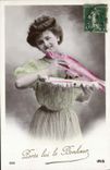 CPA Fantaisie Paques Poisson Femme 