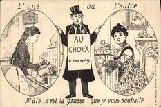 CPA Fantaisie Illustrateur L'une ou l'autre Mais c'est la grasse 