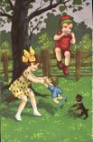 CPA Fantaisie Illustrateur Enfants Chat Chaton 