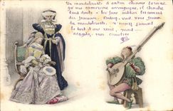 CPA Fantaisie Illustrateur Troubadour Femme 