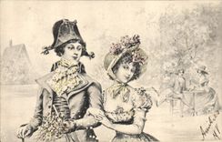 CPA Fantaisie Illustrateur Femme 