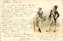 CPA Fantaisie Illustrateur Femme Soldat Militaria 