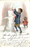 CPA Fantaisie Bonhomme de neige Enfants 