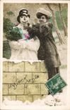 Vintage Postcard Fantasy Snowman Woman