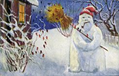 CPA Fantaisie Bonhomme de neige Enfant 