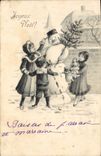 CPA Fantaisie Bonhomme de neige Enfants Poupee 