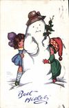 CPA Fantaisie Bonhomme de neige Enfants 