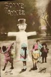 CPA Fantaisie Bonhomme de neige Enfants 