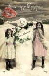 CPA Fantaisie Bonhomme de neige Enfants 