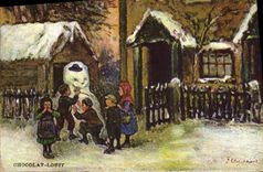 CPA Fantaisie Bonhomme de neige Enfants Chocolat Louit 