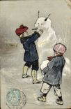 CPA Fantaisie Bonhomme de neige Enfants 